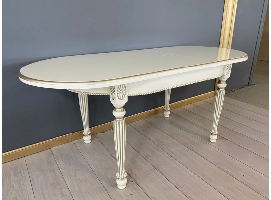 Стол овальный раскладной Азалия (слоновая кость, патина шампань)