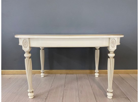 Стол овальный раскладной Азалия (слоновая кость, патина шампань)