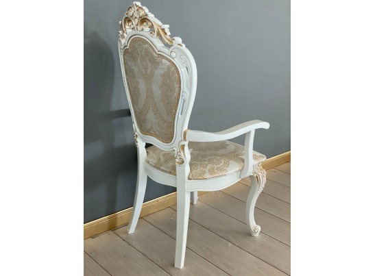 Стул Розалия с подлокотниками (белый, патина золото)