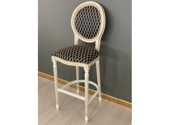 Стул барный Медальон (белый, патина золото)