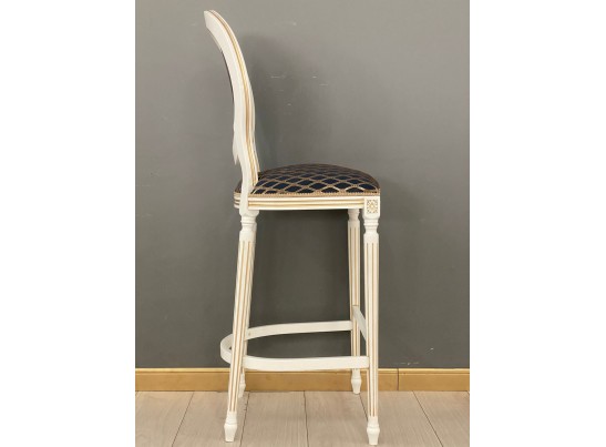 Стул барный Медальон (белый, патина золото)