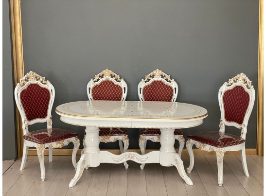 Обеденная группа Стол Милан и стулья Розалия (белый, патина золото) в Каменске-Уральском