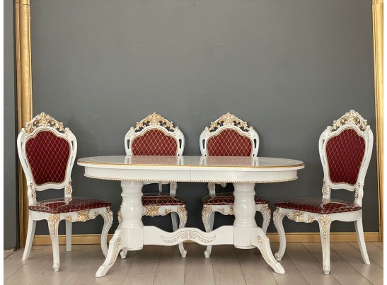 Обеденная группа Стол Милан и стулья Розалия (белый, патина золото) в Каменске-Уральском