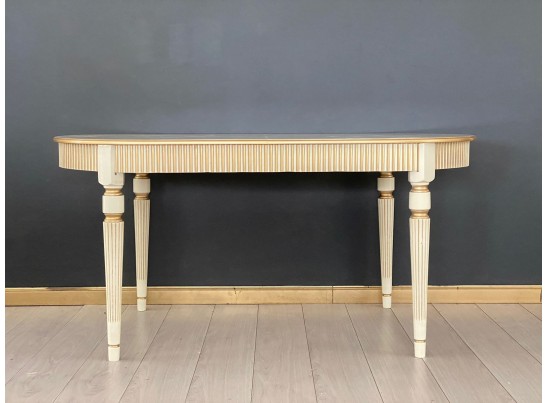 Стол овальный раскладной Азалия 2 (слоновая кость, патина золото)