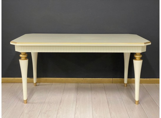 Стол прямоугольный раскладной Грация (слоновая кость, патина золото)