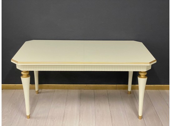 Стол прямоугольный раскладной Грация (слоновая кость, патина золото)