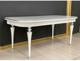 Стол овальный раскладной Грация Тип 2  (белый, патина серебро)