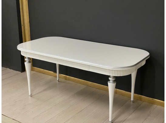 Стол овальный раскладной Грация Тип 2 (белый, патина серебро)