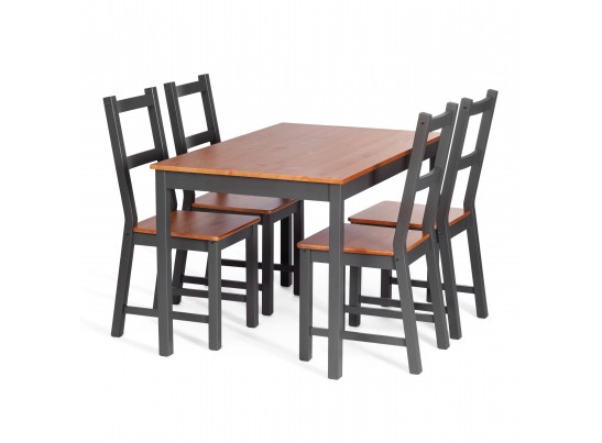 Комплект обеденный Соната/Sonata (стол+4стула) массив сосны, стол:120х75х75см стул:41х50х95см, антик /графит