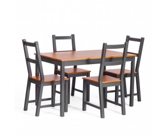 Комплект обеденный Соната/Sonata (стол+4стула) массив сосны, стол:120х75х75см стул:41х50х95см, антик /графит
