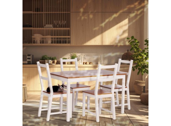 Комплект обеденный Соната/Sonata (стол+4стула) массив сосны, стол:120х75х75см стул:41х50х95см, антик/белый