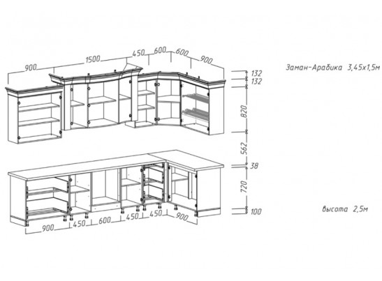 Кухня «Zaman Arabica» 3,45x1,5 в Каменске-Уральском