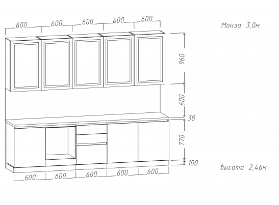 Пенал "Монза" №1 0,6 для техники с фасадом