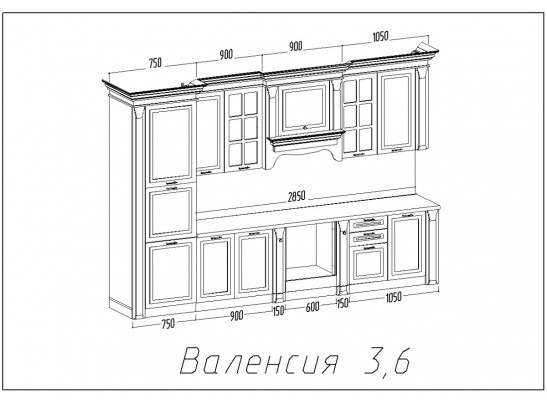 Кухня "Валенсия" 3,6 с пеналом