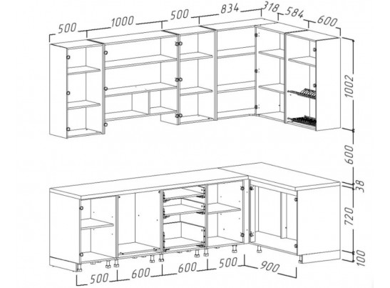 Кухонный гарнитур Интегра угловой 2,84*1,5