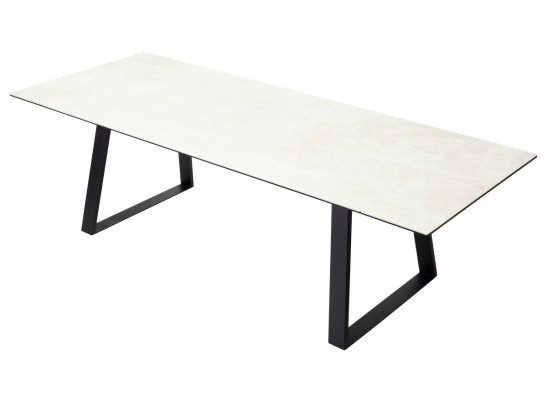 Стол Франк 200 Кремовый мрамор, керамика / черный каркас в Каменске-Уральском