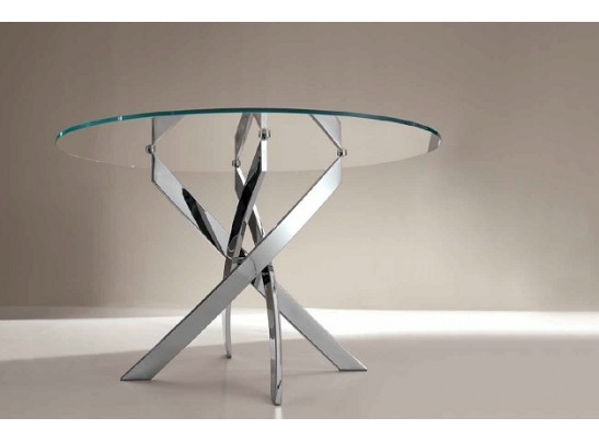 Стол BARONE (01.92) G093 хром/С150 э-бел. гл. стекло, L021алюм.вставка в Каменске-Уральском