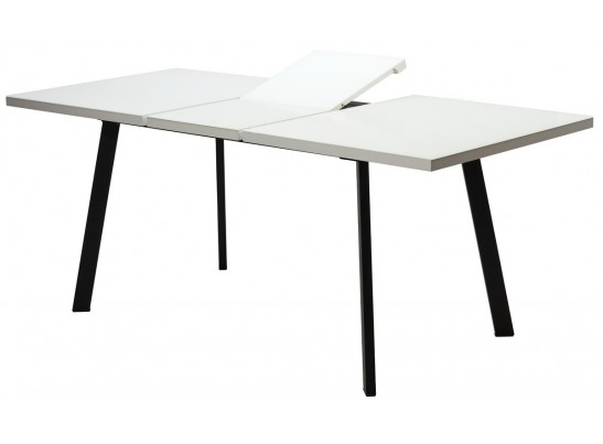 Стол ФИН 120 Белый, стекло/ Черный каркас в Каменске-Уральском