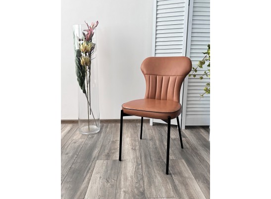 Стул CORDA MA-4/MA-7 коньяк/темно-серый кант, PU / черный каркас в Каменске-Уральском