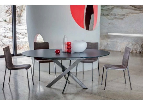 Стол BARONE (01.92) G093 хром/С150 э-бел. гл. стекло, L021алюм.вставка в Каменске-Уральском