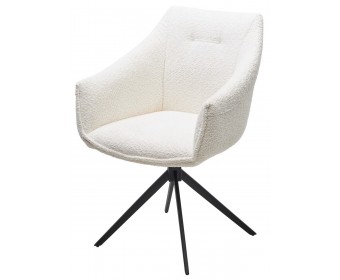 Стул КЛАУДС (CLOUDS) 360 град. поворот. Белый Wales 101, букле/ черный каркас / Товарный знак DISAUR