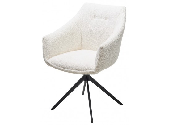 Стул КЛАУДС (CLOUDS) 360 град. поворот. Белый Wales 101, букле/ черный каркас / Товарный знак DISAUR в Каменске-Уральском