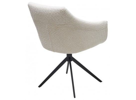 Стул КЛАУДС (CLOUDS) 360 град. поворот. Белый Wales 101, букле/ черный каркас / Товарный знак DISAUR в Каменске-Уральском