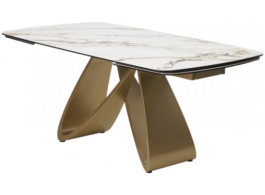 Стол PALACIO 180 KL-188 Контрастный мрамор матовый, итальянская керамика/ Шампань, ®DISAUR в Каменске-Уральском