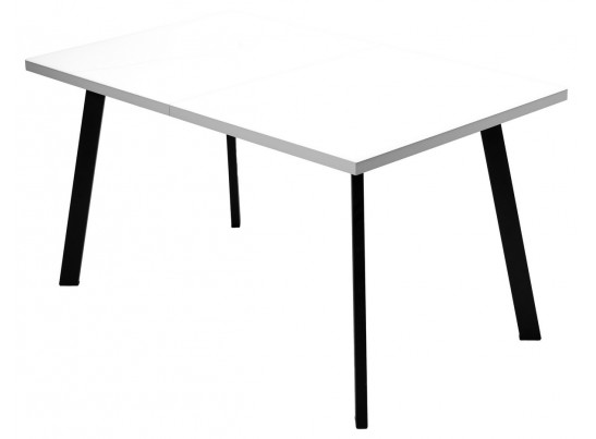Стол ФИН 120 Белый, стекло/ Черный каркас в Каменске-Уральском