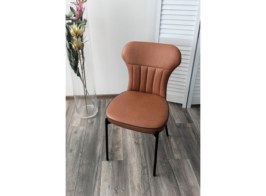 Стул CORDA MA-4/MA-7 коньяк/темно-серый кант, PU / черный каркас в Каменске-Уральском