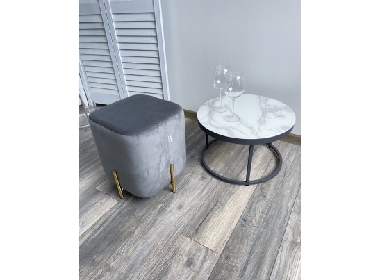 Пуф для гостиной ARES BLUVEL-14 GREY / GOLD в Каменске-Уральском