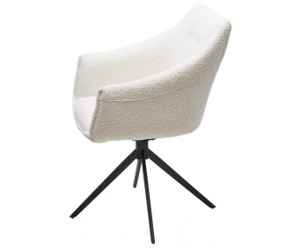 Стул КЛАУДС (CLOUDS) 360 град. поворот. Белый Wales 101, букле/ черный каркас / Товарный знак DISAUR