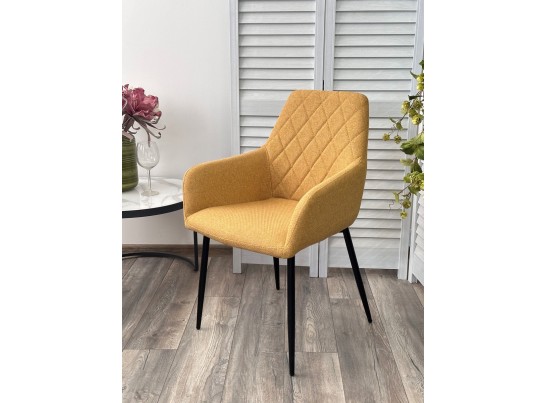 Стул NOVARA Barrel-48 Горчичный, ткань / черный каркас / Товарный знак DISAUR в Каменске-Уральском