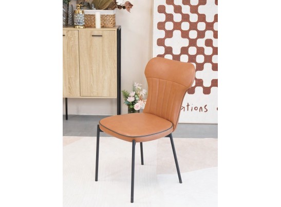 Стул CORDA MA-4/MA-7 коньяк/темно-серый кант, PU / черный каркас в Каменске-Уральском