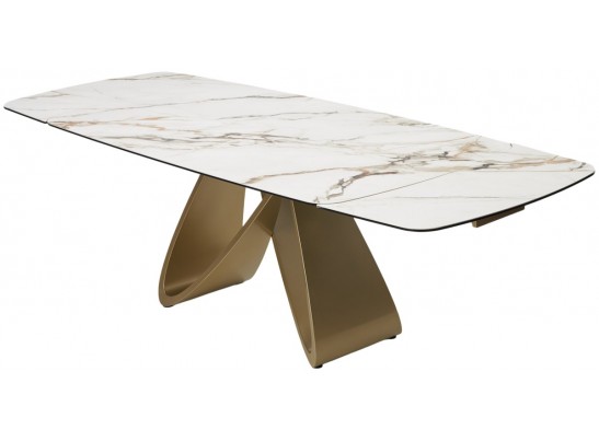 Стол PALACIO 180 KL-188 Контрастный мрамор матовый, итальянская керамика/ Шампань, ®DISAUR в Каменске-Уральском