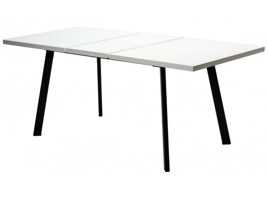 Стол ФИН 120 Белый, стекло/ Черный каркас в Каменске-Уральском