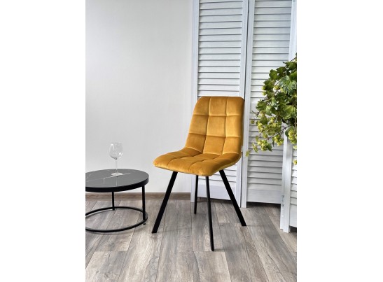 Стул CHILLI SQUARE BLUVEL-68 желтый, велюр / черный каркас в Каменске-Уральском