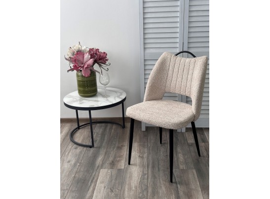 Стул JANETY UF998-04 бежевый, букле / черный каркас/ Товарный знак DISAUR в Каменске-Уральском