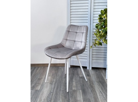 Стул MIAMI G062-37 светло-серый, велюр/ белый каркас в Каменске-Уральском