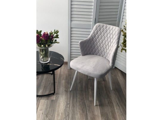 Стул HERMAN СВЕТЛО-СЕРЫЙ BM-4, велюр / белый каркас в Каменске-Уральском