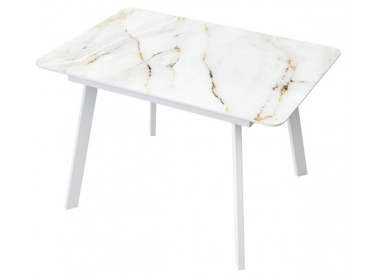 Стол АРУБА 140 нераздвижной АУРУМ, стекло/ БЕЛЫЙ каркас в Каменске-Уральском