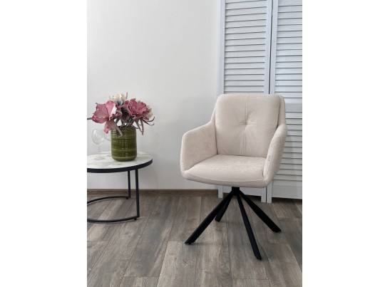 Стул ФЕДЕРИКО ДАНС 180 град. поворотный, NORDIC 11 Молочный / Черный каркас, M-City в Каменске-Уральском