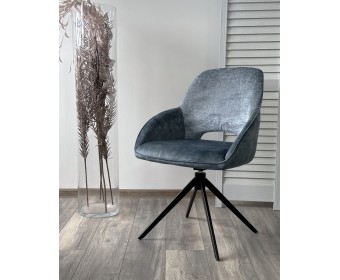 Стул BERRIES 360 град. Синий Loris-37, велюр/ темно-синий 7525-56, велюр/ черный каркас, DISAUR