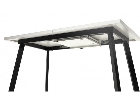 Стол ФИН 120 Белый, стекло/ Черный каркас в Каменске-Уральском