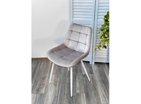 Стул MIAMI G062-37 светло-серый, велюр/ белый каркас в Каменске-Уральском