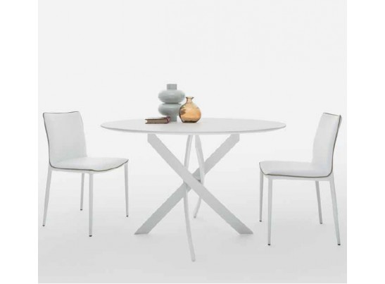 Стол BARONE (01.92) G093 хром/С150 э-бел. гл. стекло, L021алюм.вставка в Каменске-Уральском