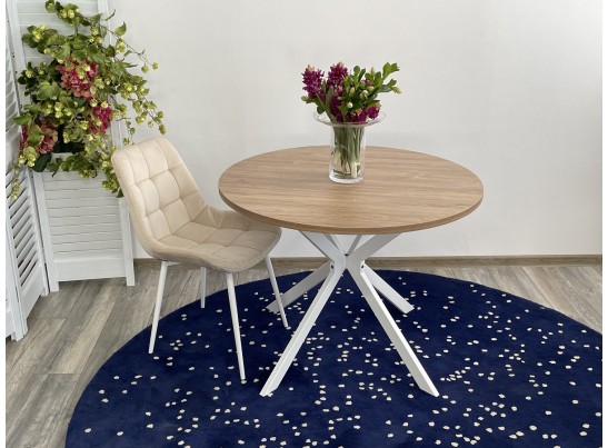 Стол ВЕГА D100 Дуб Канзас/ белый каркас 1 шт / 1 кор в Каменске-Уральском