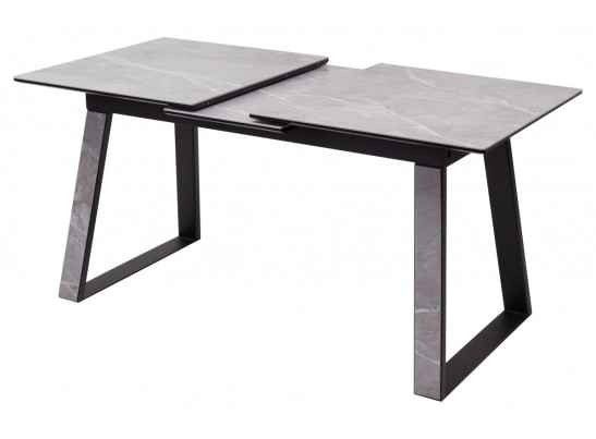 Стол Франк 140 СЕРЫЙ МРАМОР НОВЫЙ, КЕРАМИКА / ЧЕРНЫЙ в Каменске-Уральском