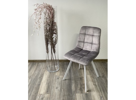 Стул CHILLI SQUARE PK6015-03 (VBP203) античный cеребристо-серый, велюр/ белый каркас в Каменске-Уральском