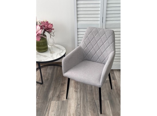 Стул NOVARA Barrel-83 Серый, ткань / черный каркас / Товарный знак DISAUR в Каменске-Уральском